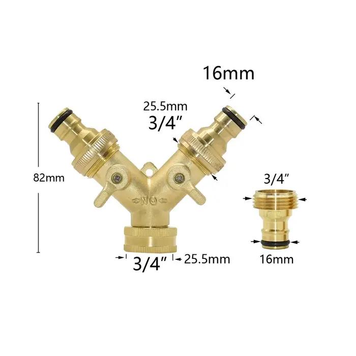 Séparateur de tuyau d'arrosage en laiton de 3/4 pouces