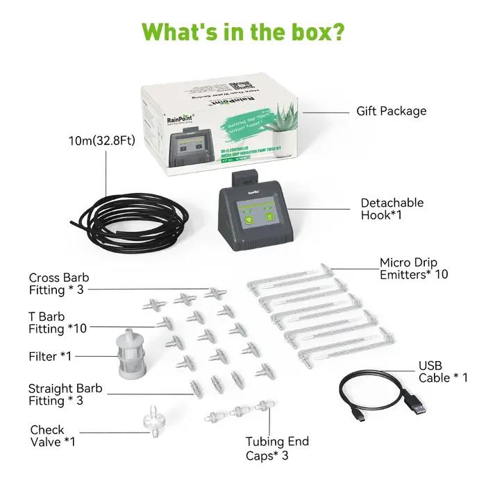 Kit d'arrosage automatique WiFi RAINPOINT pour plantes d'intérieur balcon jardin extérieur avec contrôle vocal app Tuya programmation personnelle