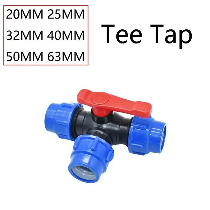 Séparateur d'eau du robinet en PVC PE, 20/25/32/40/50/63mm, connecteur de Valve rapide en plastique,