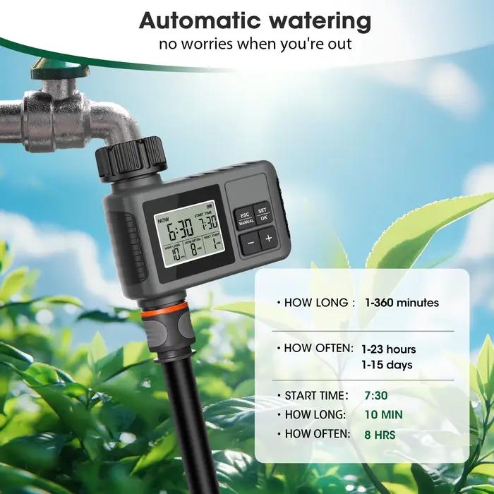 Insoma minuterie d'eau automatique minuterie d'arrosage intelligente écran LCD système d'arrosage programmateur de jardin résistant à l'eau pour jardin extérieur occaions spéciales