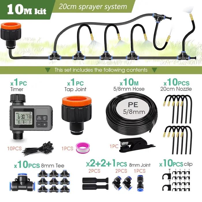 Système de refroidissement par brumisation avec minuterie programmable pour jardin 360 ° Buse de b