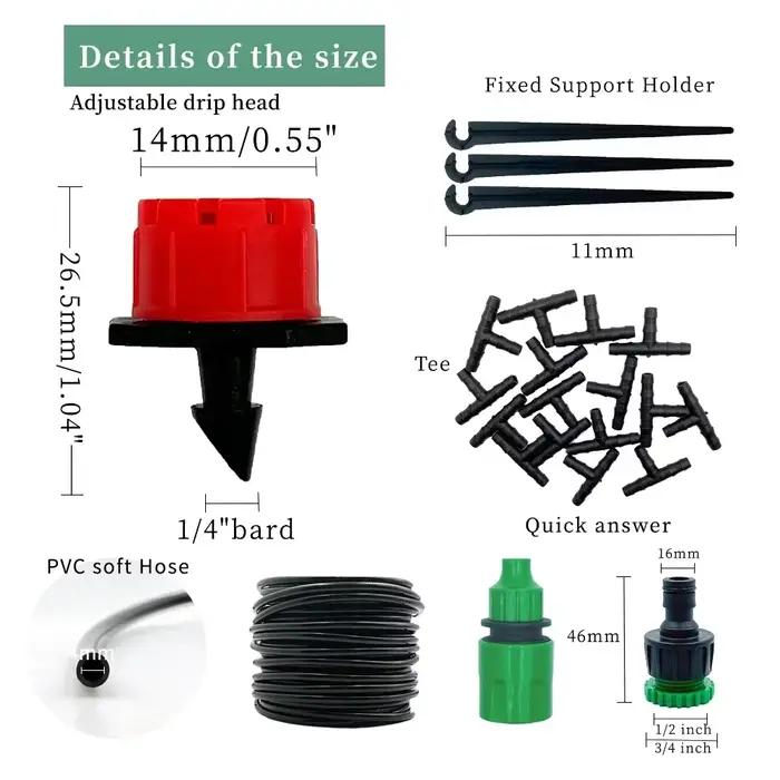 Système d'irrigation goutte-à-goutte pour serre jardinage bricolage tuyau d'arrosage automatique micro kit arrosage goutteurs réglables