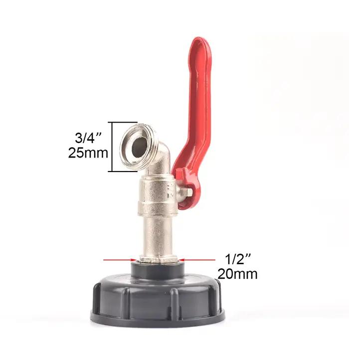 Connecteur de tuyau en PE coudé de robinet de réservoir IBC à filetage grossier S60 x 16mm 1/2 ''3/4